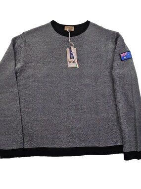 Lorenzo Magni Australian Flag Sweater Men's XL Black White NEW Wool Blend Italy